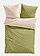 Dubbelzijdig linon dekbedovertrek, Kleur: groen-beige