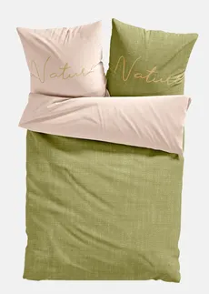 Dubbelzijdig linon dekbedovertrek • groen-beige • bonprix online shop