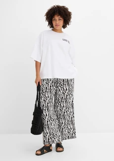 Instapbroek van soepele viscose, Kleur: zebraprint zwart-wit