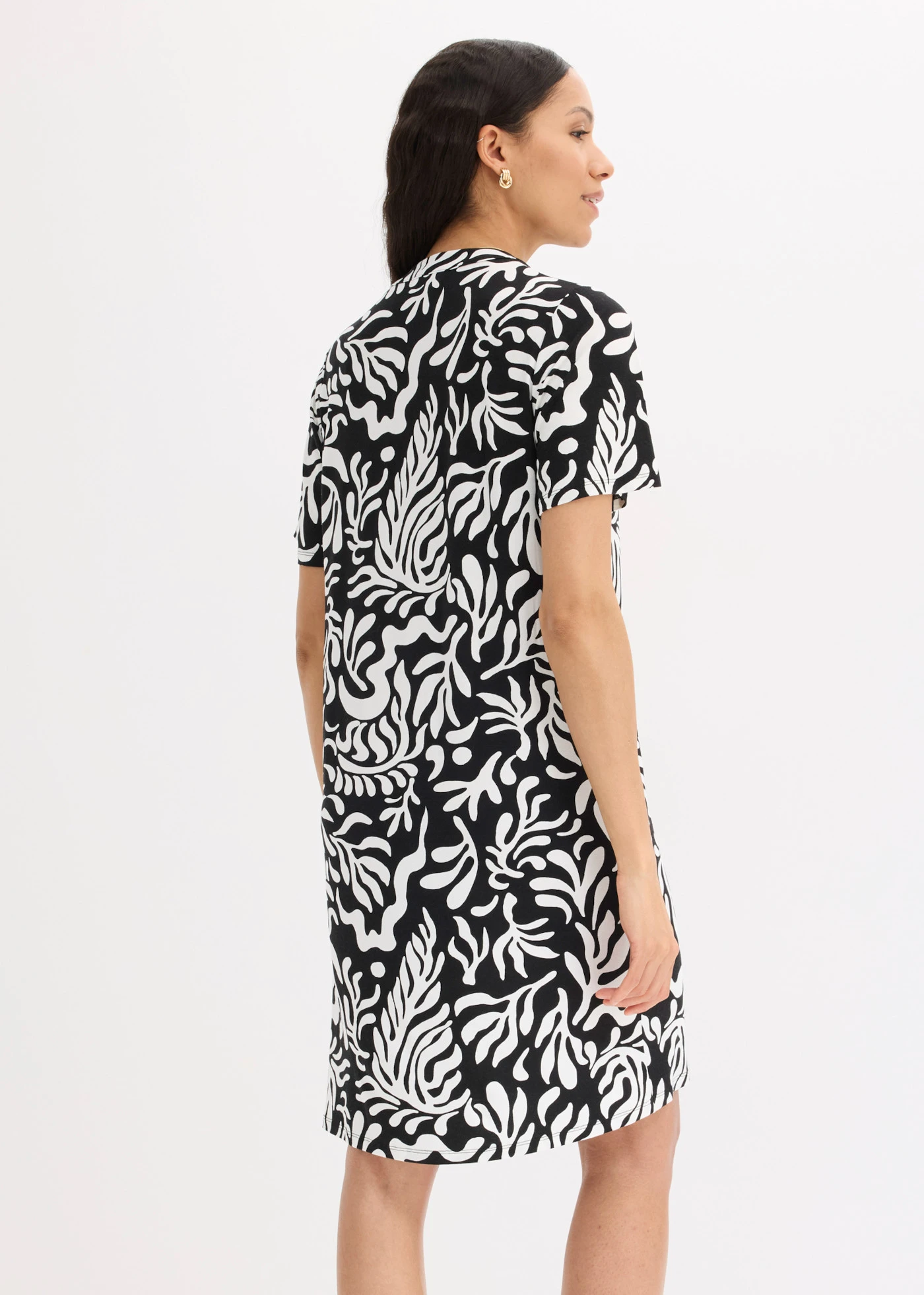 Rochie-tunică amestec moale de viscoză • negru cu imprimeu • magazin bonprix