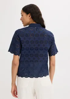 Chemisier à manches courtes, 100% coton • bleu foncé • Boutique bonprix