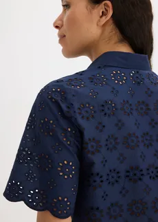 Chemisier à manches courtes, 100% coton • bleu foncé • Boutique bonprix