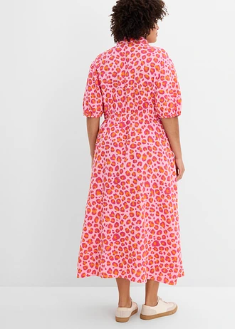 Blousejurk van luchtige mousseline, Kleur: roze-pink luipaardprint
