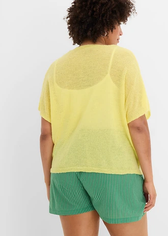 Cardigan oversize à manches courtes, Couleur: citron pastel