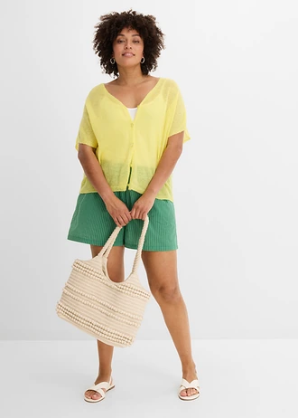 Cardigan oversize à manches courtes, Couleur: citron pastel