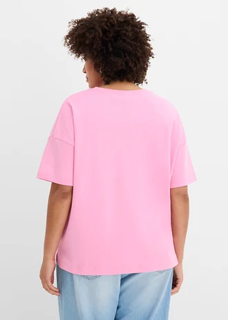 T-shirt oversize 100% coton, Couleur: rose imprimé