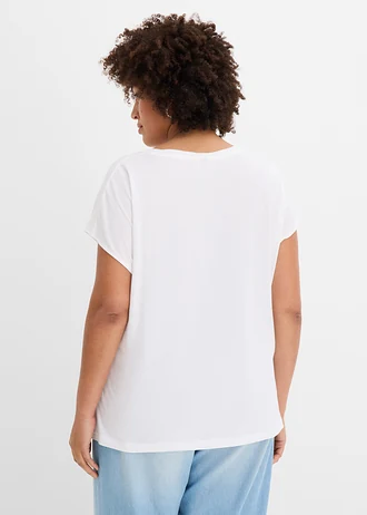 T-shirt 100% coton, Couleur: blanc-rose-orange vif imprimé