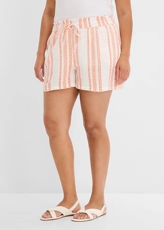 Short léger en gaze de coton, Couleur: blanc-saumon imprimé