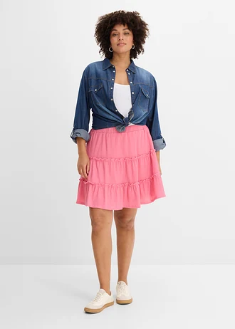 Mini-jupe 100% coton, Couleur: rose vif