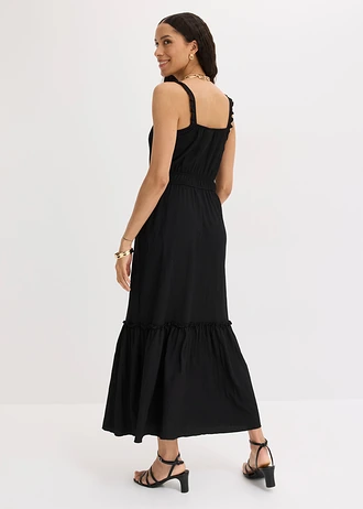 Maxi jurk van gestructureerde jersey • zwart • bonprix online shop