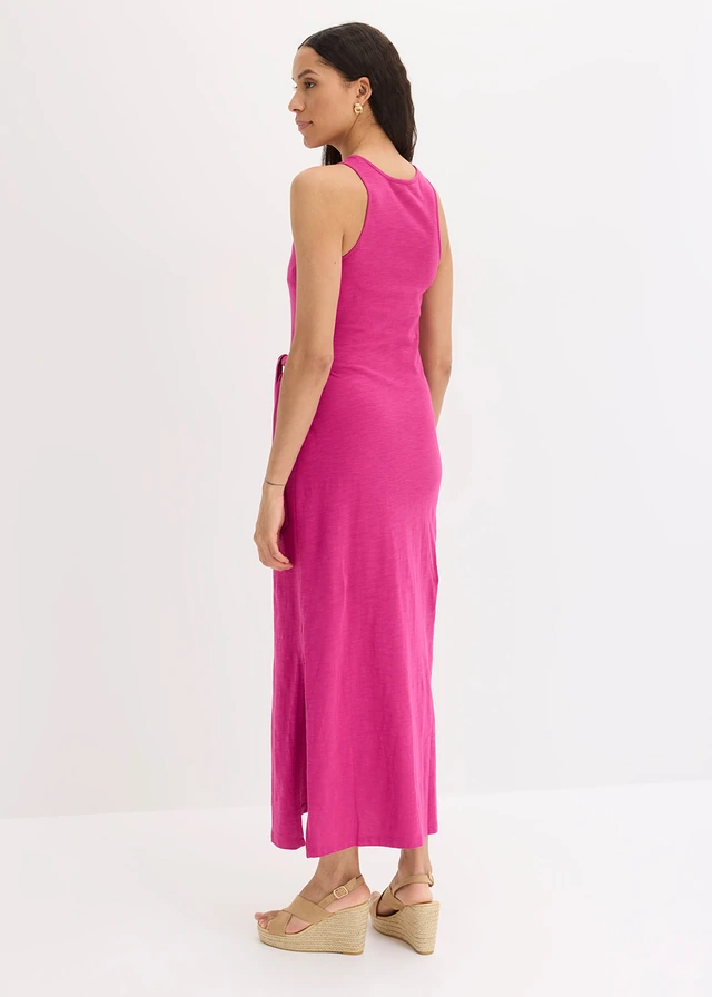 Rochie maxi din bumbac, culoare: pink-fucsia