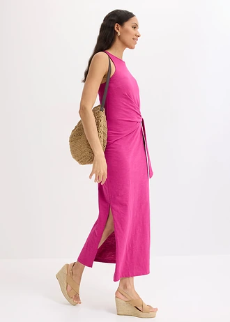 Robe longue en coton, Couleur: rose fuchsia