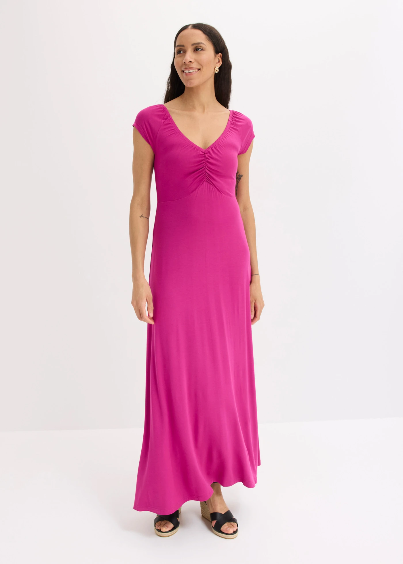 Maxi jurk van een viscosemix • fuchsiapink • bonprix online shop