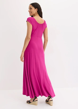 Maxi šaty ze směsi s viskózou, barva: fuchsiově pink