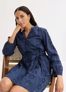 Robe blouse 100% coton • bleu foncé • Boutique bonprix