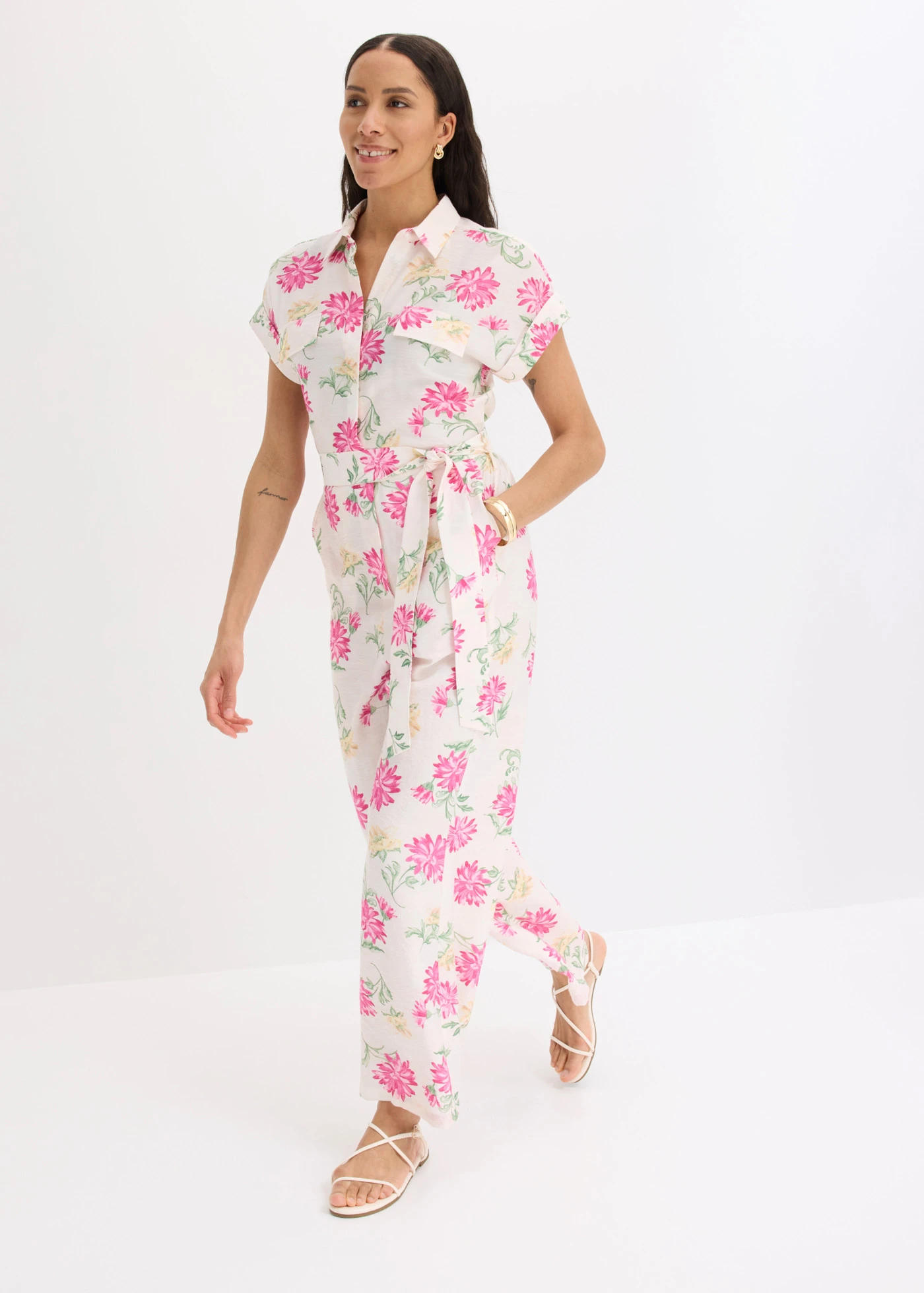 Salopetă din amestec fluid cu viscoză • roz deschis-roz-pinklady floral • magazin bonprix