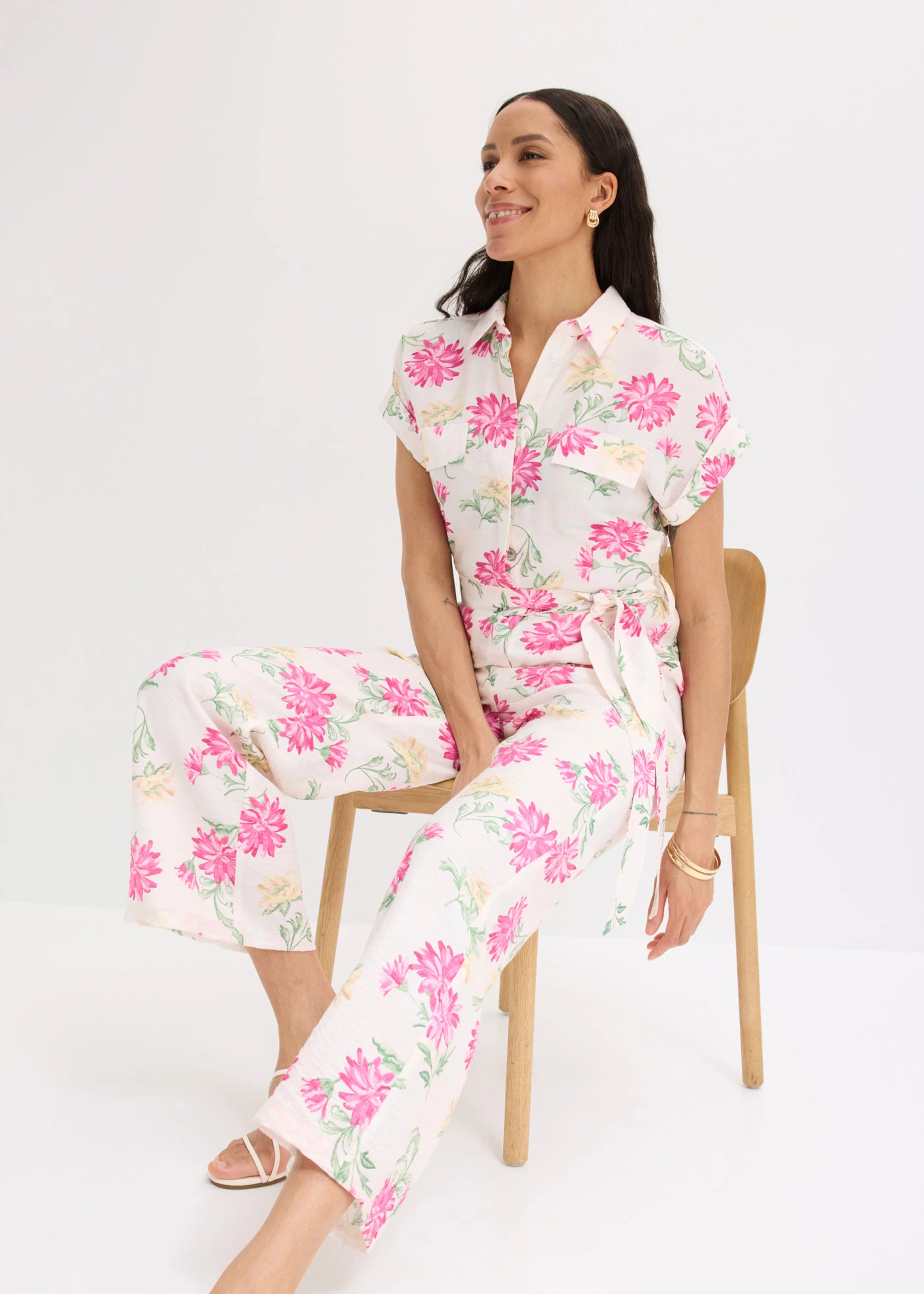 Salopetă din amestec fluid cu viscoză • roz deschis-roz-pinklady floral • magazin bonprix