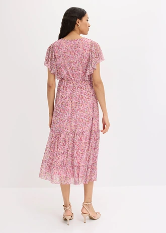 Midi jurk van zacht mesh • roze gebloemd • bonprix online shop