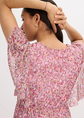 Robe midi en mesh doux • rose floral • Boutique bonprix