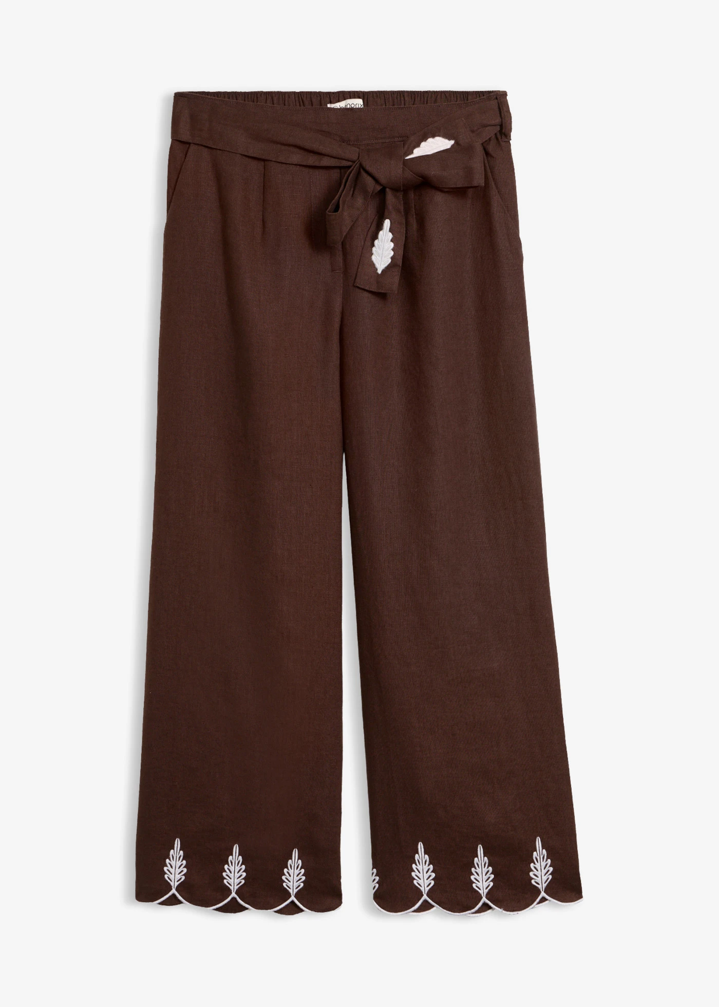 Pantaloni Culotte din in cu cordon (set/2 buc.) • maro închis • magazin bonprix