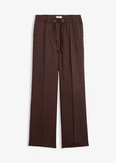 Pantalon taille élastiquée 100% lin • marron foncé • Boutique bonprix