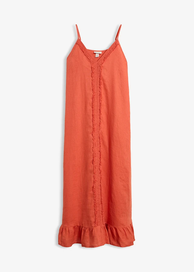Rochie maxi din in 100% • roșu-scorțișoară • magazin bonprix