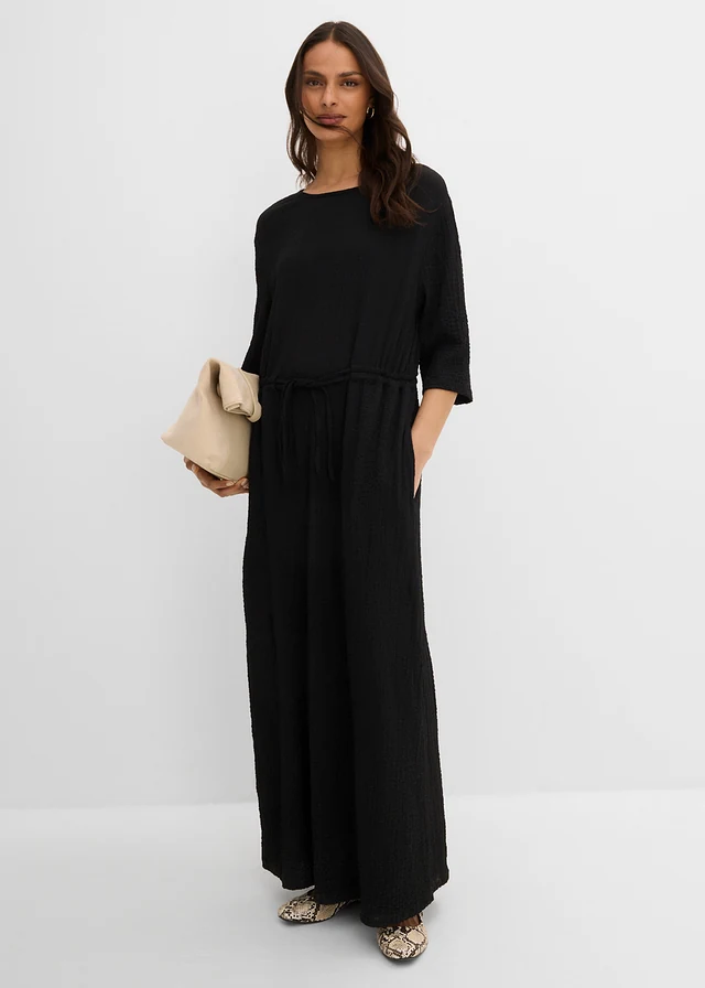 Robe midi en matière texturée • noir • product-page.page-title-suffix