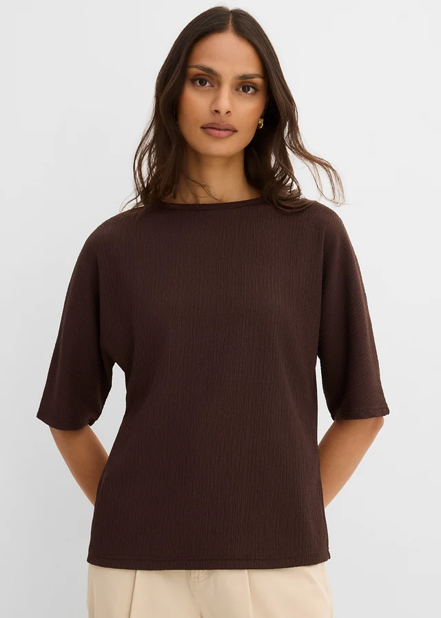 T-shirt en matière texturée • marron foncé • product-page.page-title-suffix