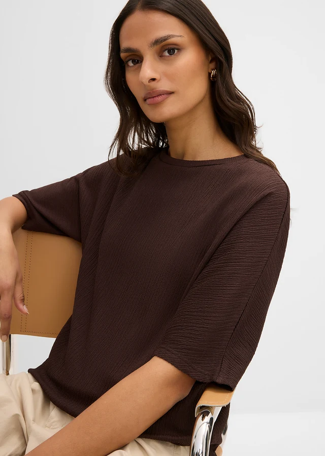 Shirt van gestructureerd materiaal • donkerbruin • product-page.page-title-suffix