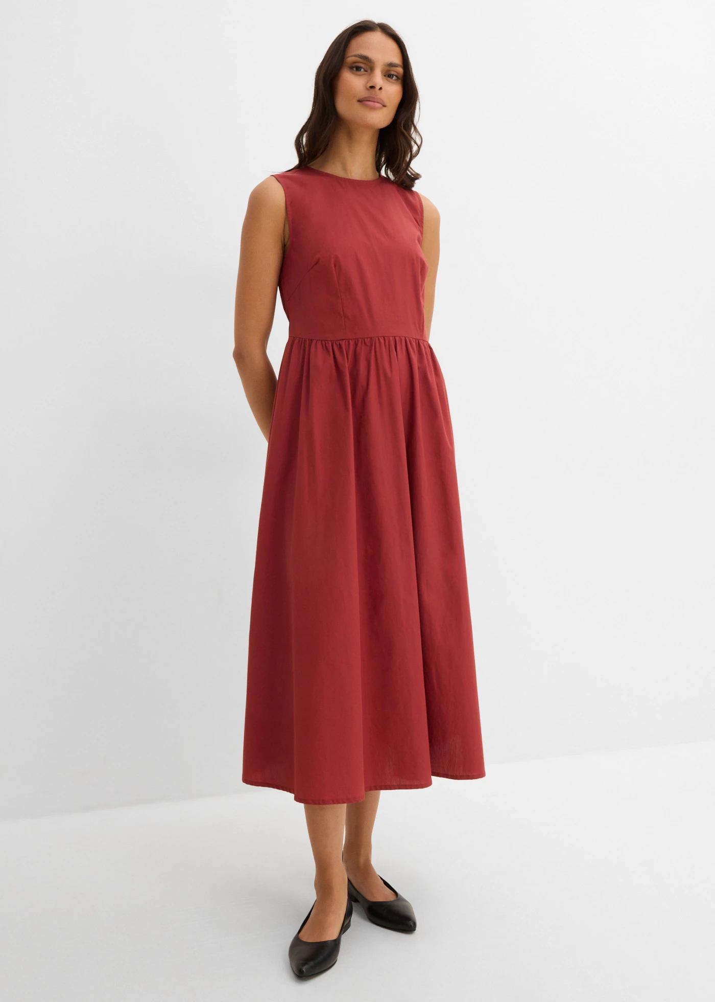 Rochie midi din bumbac organic 100% • roșu oxid • magazin bonprix