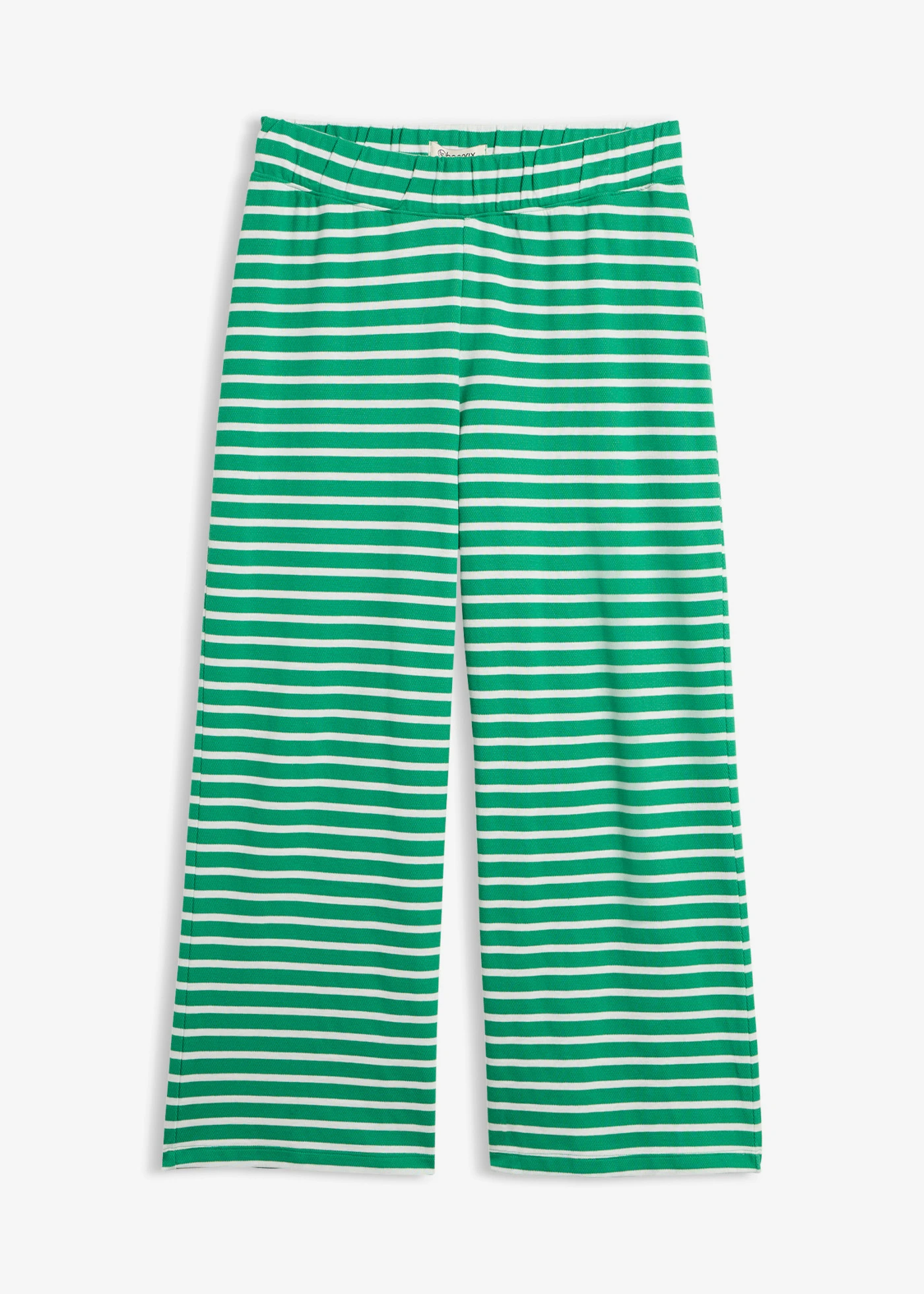 Pantalon en jersey coton texturé • vert aventurine-écru rayé • Boutique bonprix