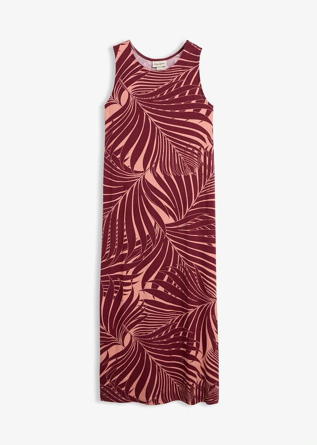 Robe en jersey fluide, Couleur: rouge érable/marron poudré imprimé