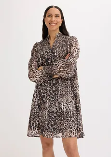 Šaty, barva: béžovo-hnědá s leopardím potiskem