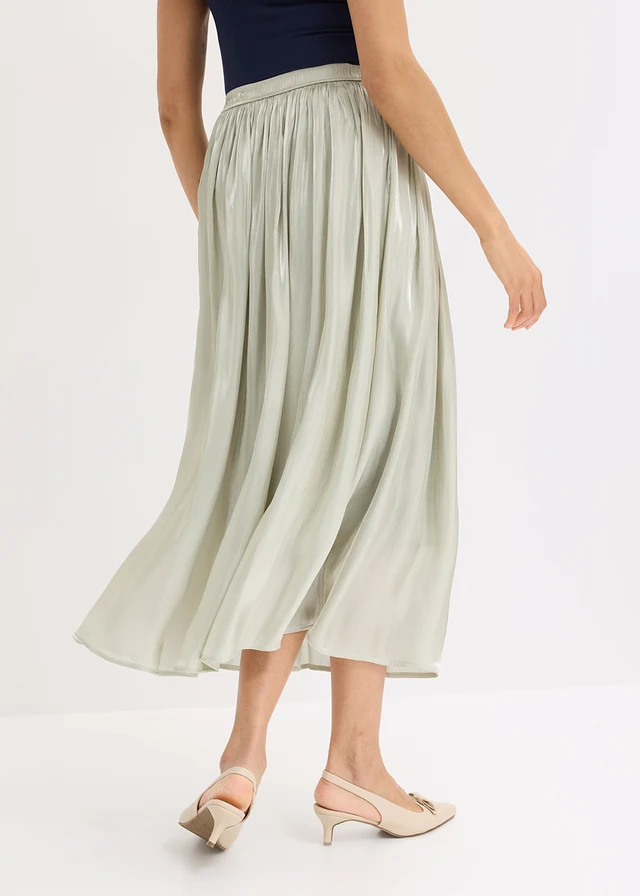 Midi rok met crinkle-effect, Kleur: lichtgroen