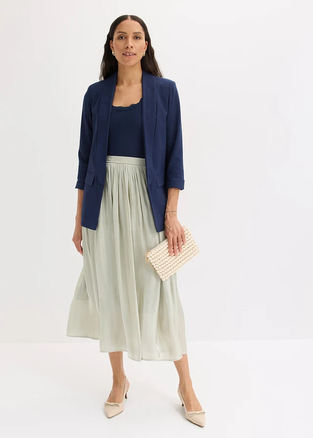 Midi rok met crinkle-effect, Kleur: lichtgroen