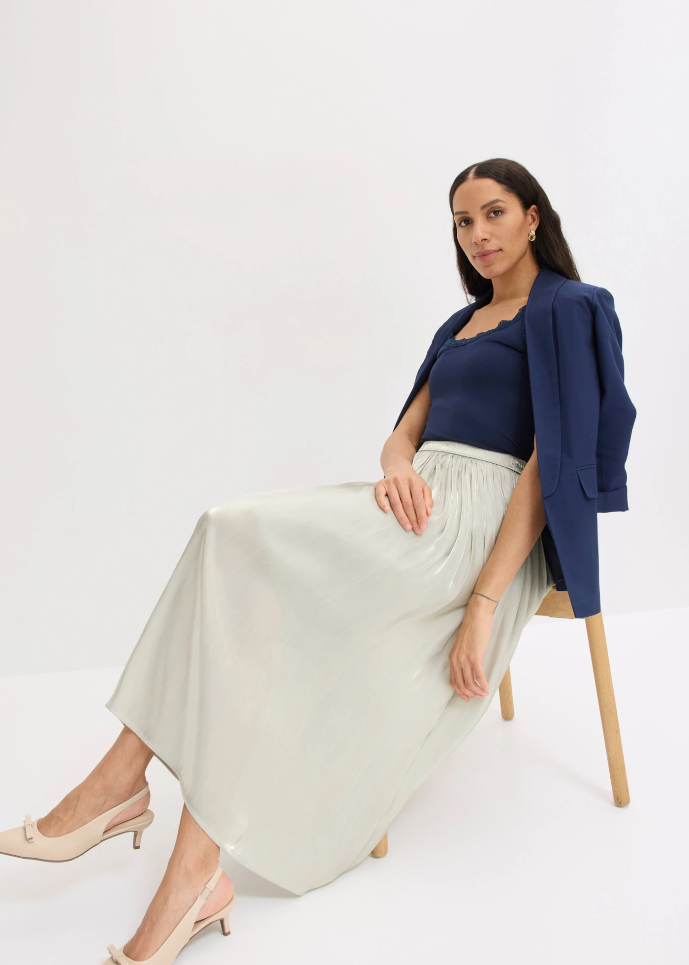 Midi rok met crinkle-effect • lichtgroen • product-page.page-title-suffix