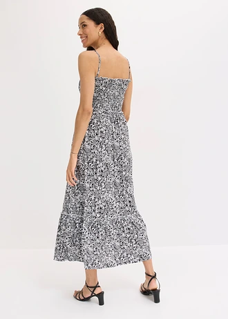 Robe à bretelles en viscose extensible • noir-écru • Boutique bonprix