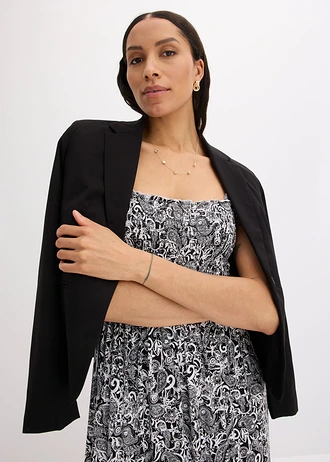 Robe à bretelles en viscose extensible • noir-écru • Boutique bonprix