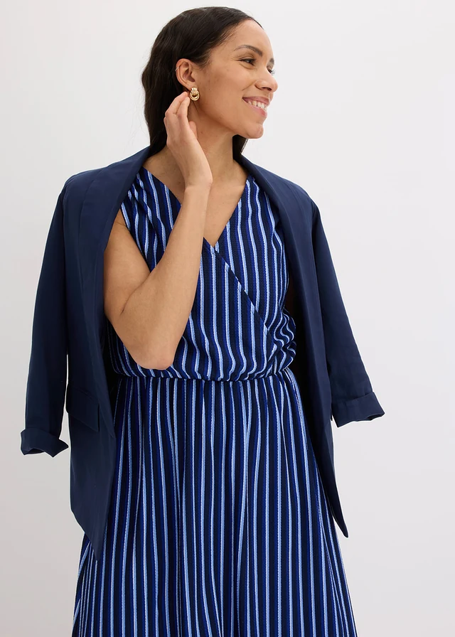 Robe en jersey crêpe texturé • bleu rayé • product-page.page-title-suffix