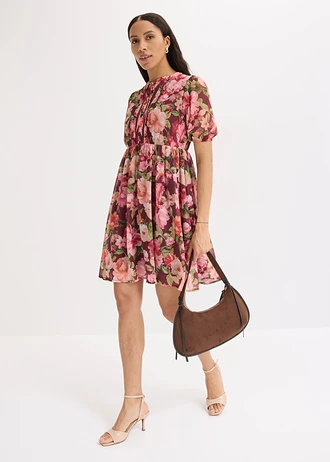 Robe-tunique à dentelle, Couleur: rouge rubis floral