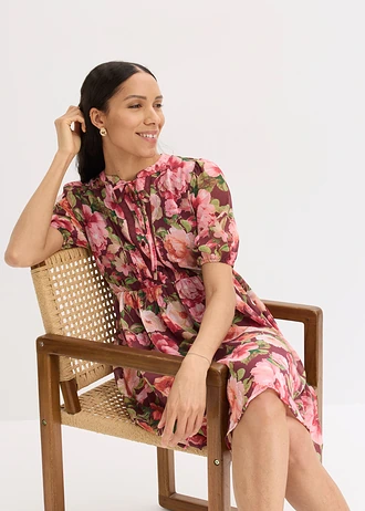 Tunikové šaty s čipkou • rubínovo červená kvetovaná • obchod bonprix