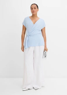 Top en Punto di Roma, Couleur: bleu poudré