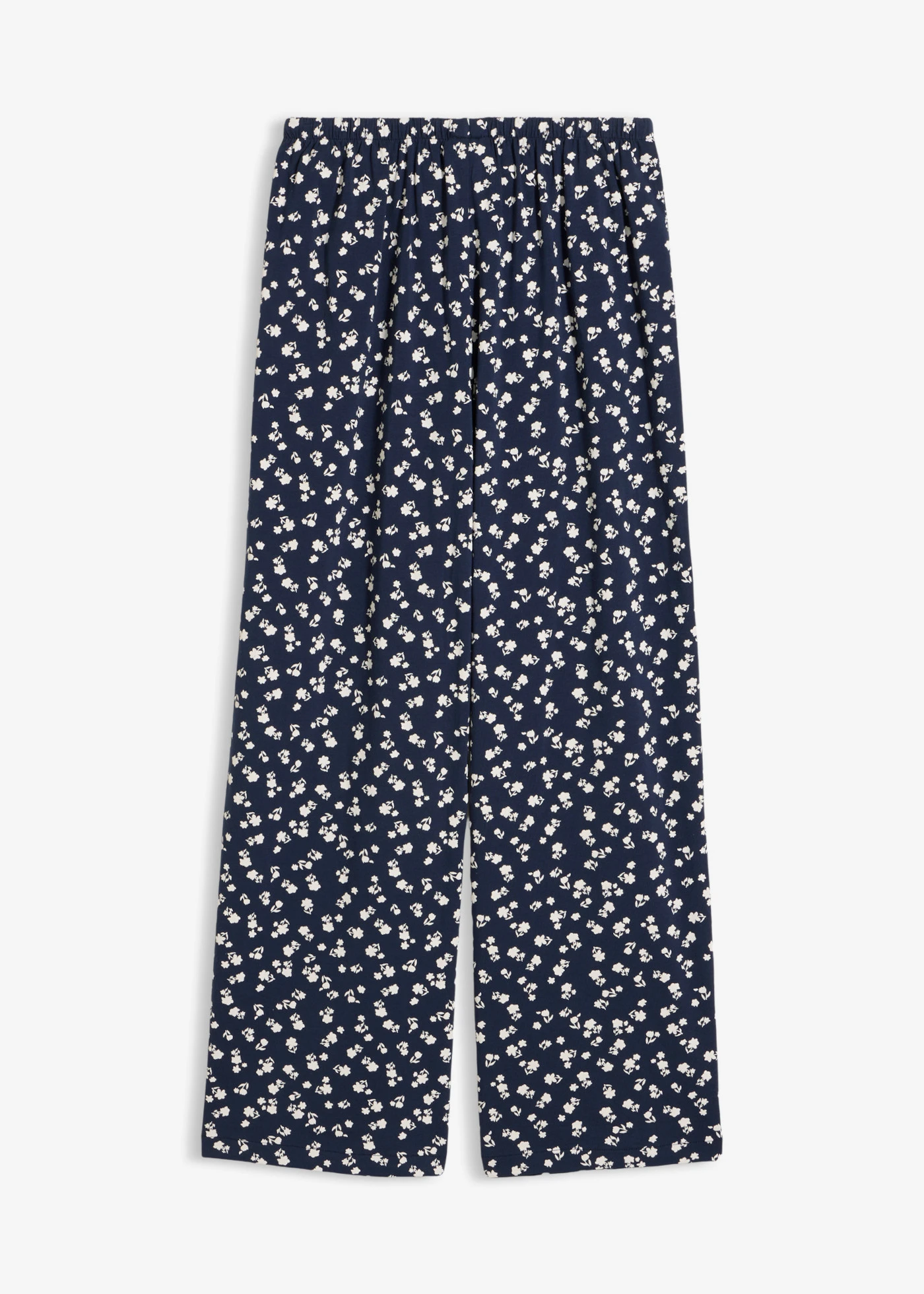 Pantalon en jersey texturé • bleu foncé/blanc floral • Boutique bonprix