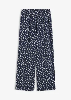 Jersey broek met structuur • donkerblauw/wit gebloemd • bonprix online shop