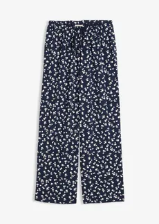 Pantaloni din jerse texturat • bleumarin/alb înflorat • magazin bonprix