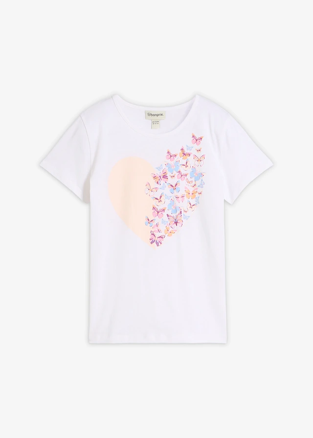 T-shirt 100% coton, Couleur: blanc imprimé