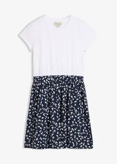 Robe en jersey coton • blanc-bleu foncé floral • Boutique bonprix