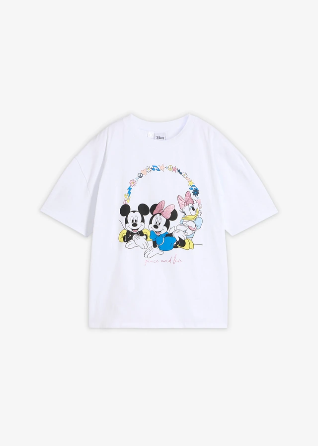 Mickey Mouse oversized shirt van puur katoen, Kleur: wit met print