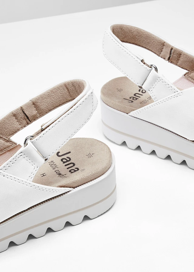 Jana sandalen in comfortabele wijdte, Kleur: goudkleur-wit