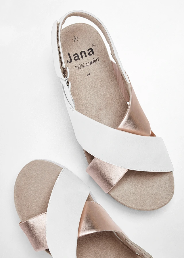 Jana sandalen in comfortabele wijdte • goudkleur/wit • product-page.page-title-suffix